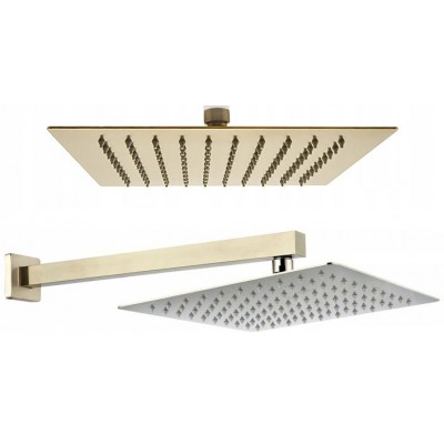Потолочная душевая лейка Rea Ultra Slim SQUARE 30x30 Gold с держателем